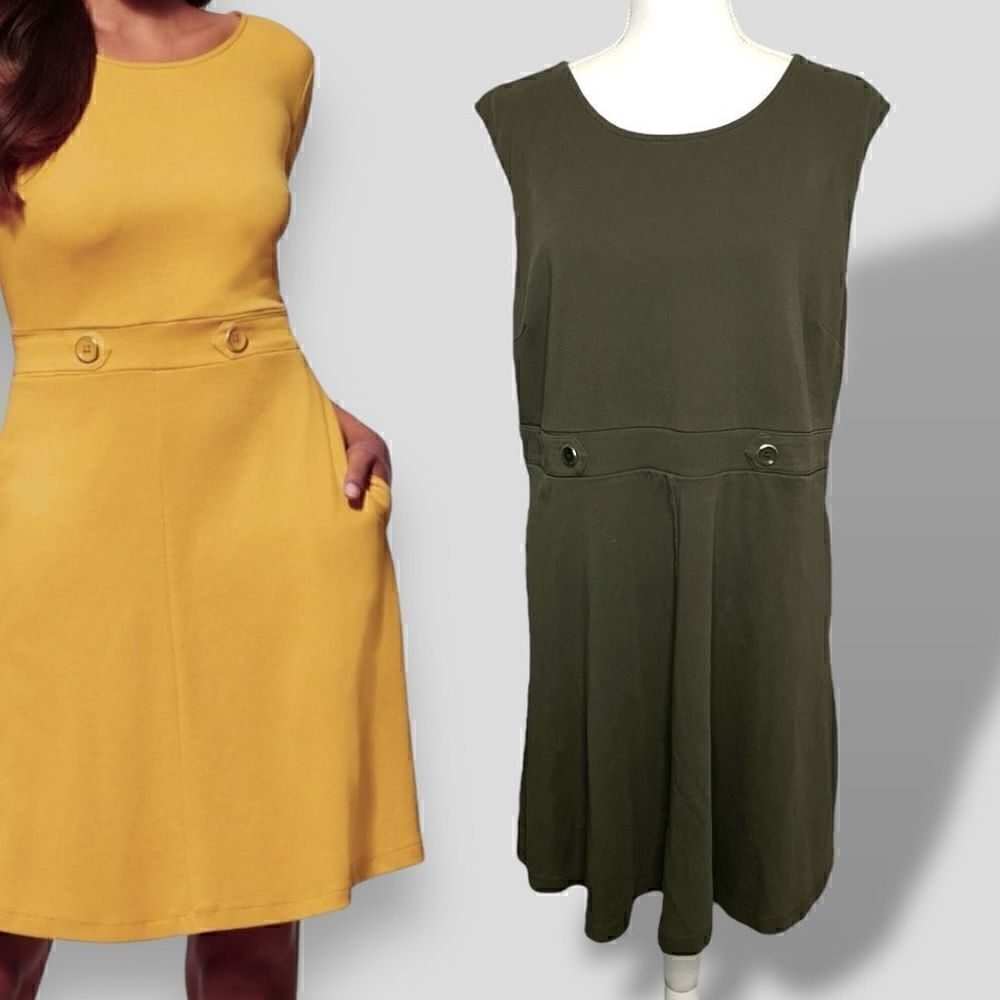 NY&C Olive Green Sleeveless Knit Dress Sz XXL 1X